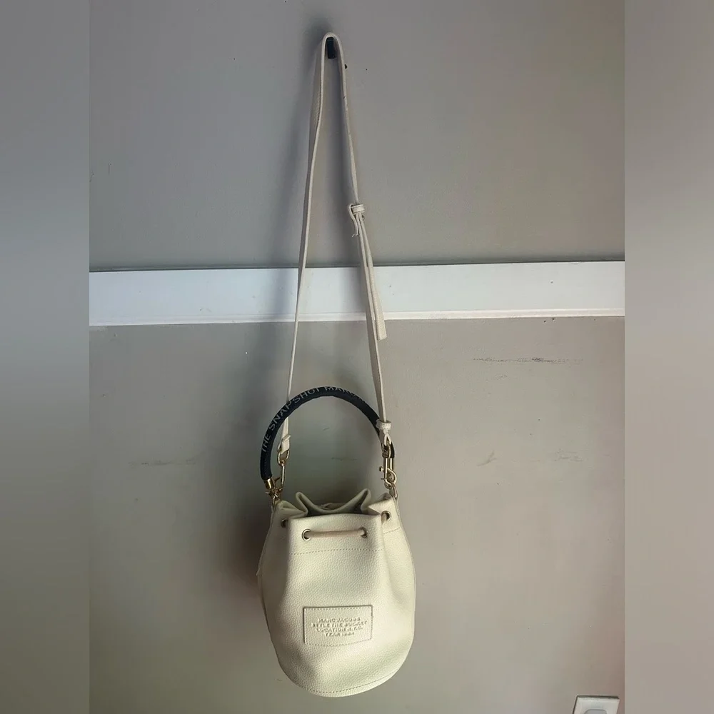 Marc Jacobs Cream Bucket Crossbody with Black Accent Strap